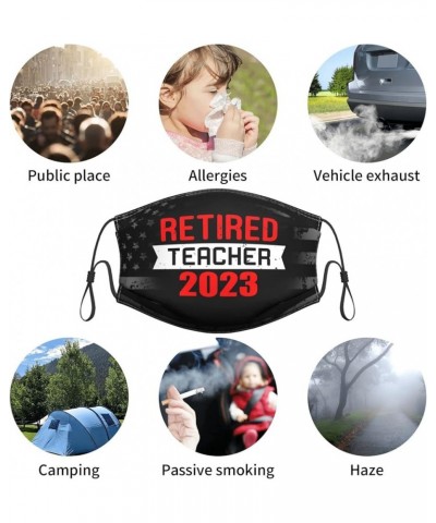 Face Mask Retired Teacher 2023 Dust Mask Breathable Adjustable Reusable Windproof Cover Black $9.55 Balaclavas