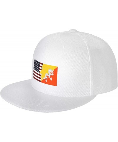 Adjustable Torn Style Us and Bhutan Flags Snapback Hat for Men Women Baseball Cap Dad Hats White $10.19 Baseball Caps