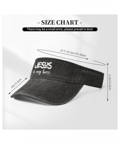 Jesus is My Boss Sport Sun Visor Hats Cotton Ball Caps Empty Top Baseball Sun Cap for Men Women,Black Black $9.53 Visors