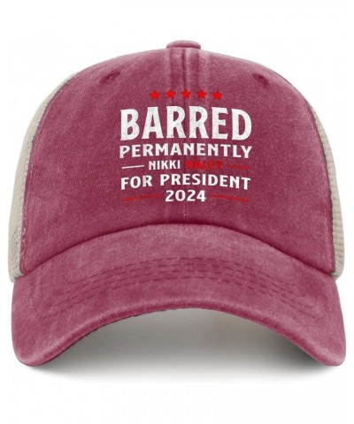 Barred Permanently Trump Nikki-Haley 2024 for President Hats for Men Camping Humor Trucker Women Black River Hat Deep Rose $1...