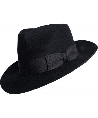 Men's Hat 100% Wool Vintage Wide Brim Fedora Casual Outdoor Jazz Hat S 56cm Wool Hat $43.05 Fedoras