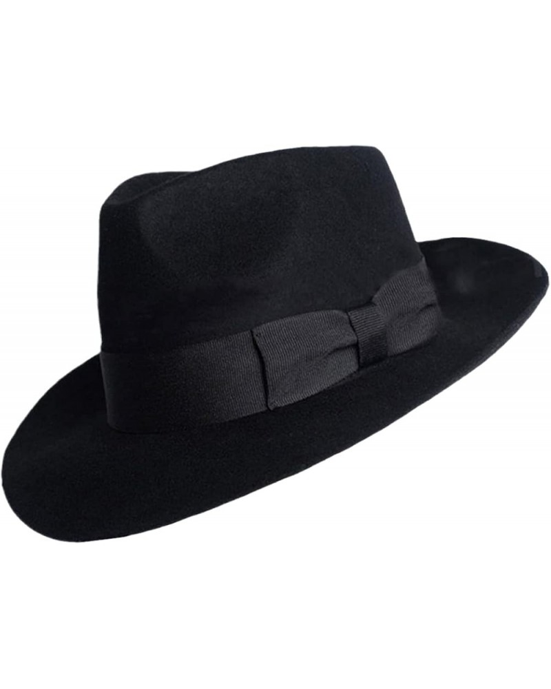 Men's Hat 100% Wool Vintage Wide Brim Fedora Casual Outdoor Jazz Hat S 56cm Wool Hat $43.05 Fedoras