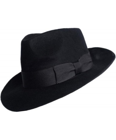 Men's Hat 100% Wool Vintage Wide Brim Fedora Casual Outdoor Jazz Hat S 56cm Wool Hat $43.05 Fedoras