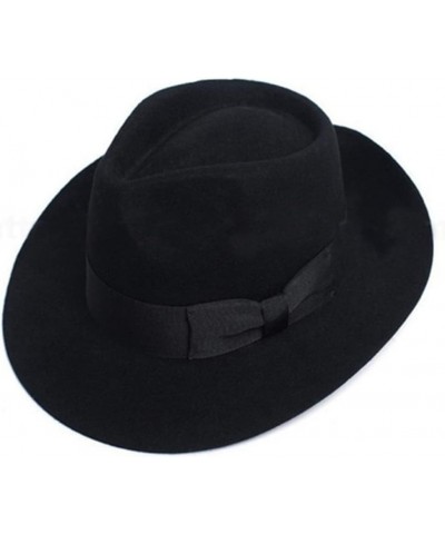 Men's Hat 100% Wool Vintage Wide Brim Fedora Casual Outdoor Jazz Hat S 56cm Wool Hat $43.05 Fedoras