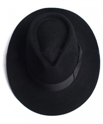 Men's Hat 100% Wool Vintage Wide Brim Fedora Casual Outdoor Jazz Hat S 56cm Wool Hat $43.05 Fedoras