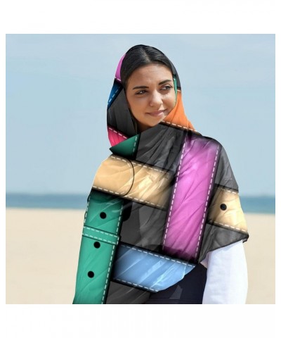 Women's Silk Scarf Infinity Lightweight Scarves Shawl Wraps Fashion Sunscreen Shawls for Spring Summer Fall Winter, Plaid Pat...