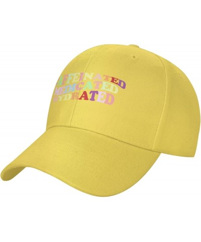 Unisex Baseball Cap Caffeinated Medicated Hydrated Vintage Dad Hat Adjustable Casquette Cap Yellow $10.65 Baseball Caps