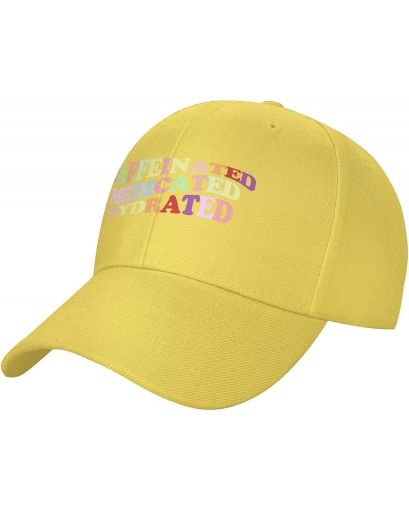 Unisex Baseball Cap Caffeinated Medicated Hydrated Vintage Dad Hat Adjustable Casquette Cap Yellow $10.65 Baseball Caps