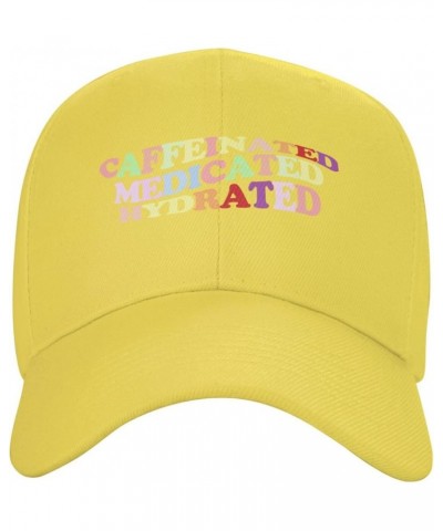 Unisex Baseball Cap Caffeinated Medicated Hydrated Vintage Dad Hat Adjustable Casquette Cap Yellow $10.65 Baseball Caps