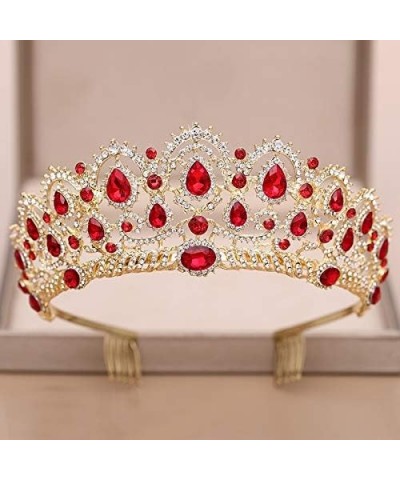 Hair Jewelry Crown Tiaras for Women Tiara Wedding Crown Wedding Hair Accessories Red Crystal Rhinestone Tiaras and Crowns for...