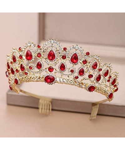 Hair Jewelry Crown Tiaras for Women Tiara Wedding Crown Wedding Hair Accessories Red Crystal Rhinestone Tiaras and Crowns for...