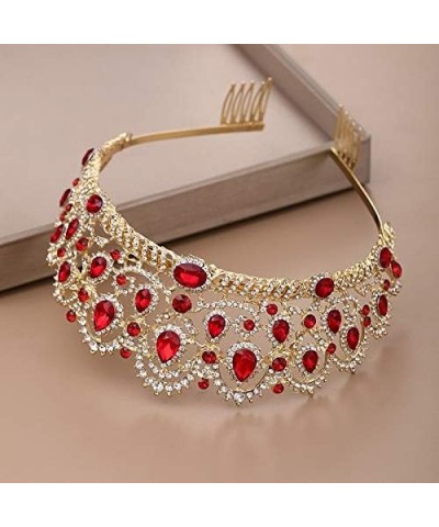 Hair Jewelry Crown Tiaras for Women Tiara Wedding Crown Wedding Hair Accessories Red Crystal Rhinestone Tiaras and Crowns for...