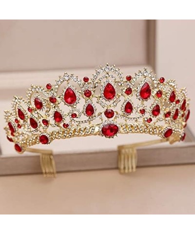 Hair Jewelry Crown Tiaras for Women Tiara Wedding Crown Wedding Hair Accessories Red Crystal Rhinestone Tiaras and Crowns for...