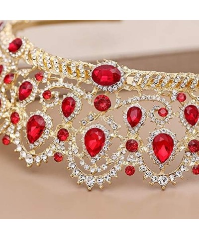 Hair Jewelry Crown Tiaras for Women Tiara Wedding Crown Wedding Hair Accessories Red Crystal Rhinestone Tiaras and Crowns for...