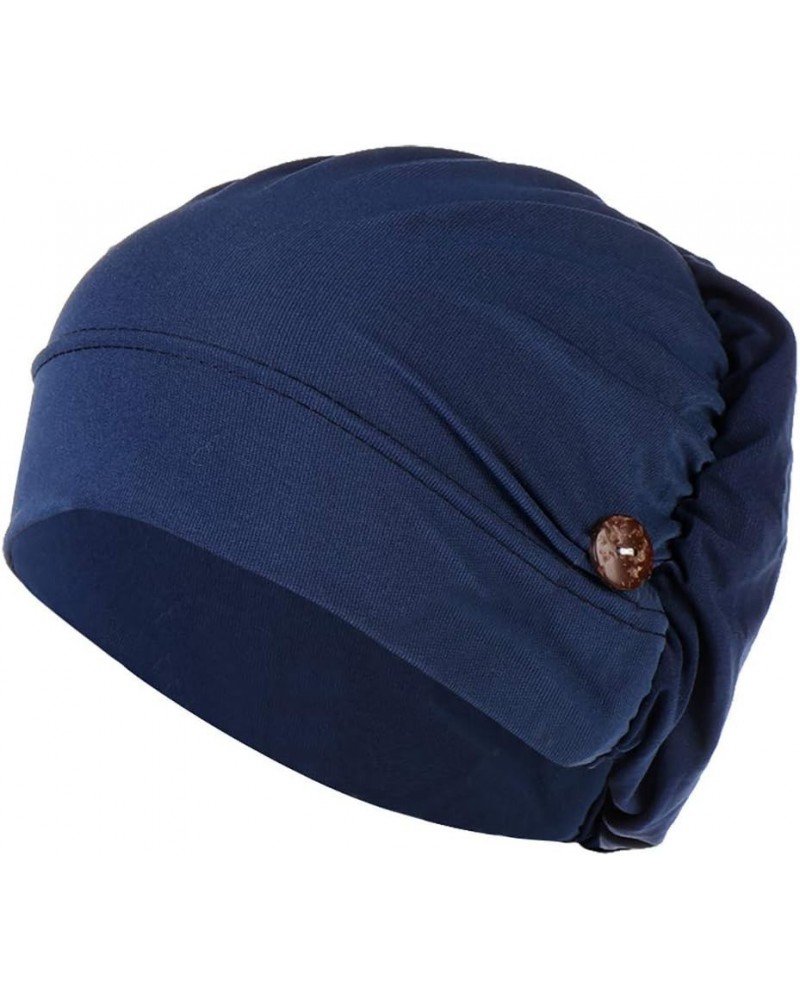 Turban Cap Ruffle Chemo Caps Cancer Hats for Women Gifts Christmas Thanksgiving Navy $6.28 Skullies & Beanies