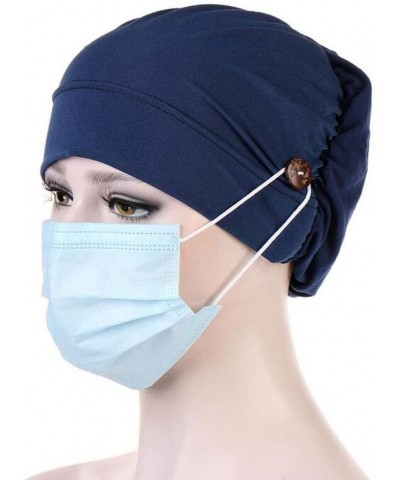 Turban Cap Ruffle Chemo Caps Cancer Hats for Women Gifts Christmas Thanksgiving Navy $6.28 Skullies & Beanies