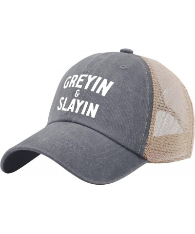 Gifts for Women Hats Greyin and Slayin Hats for Mens Women AllBlack Cowgirl Hats Funny Hat Cowgirl Hat Gray01 $9.19 Cowboy Hats