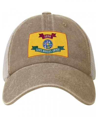 Flag of Santa Barbara County, California Baseball Cap for Women Mens Hats Retro Mesh Caps Dad Hat Natural $9.34 Baseball Caps