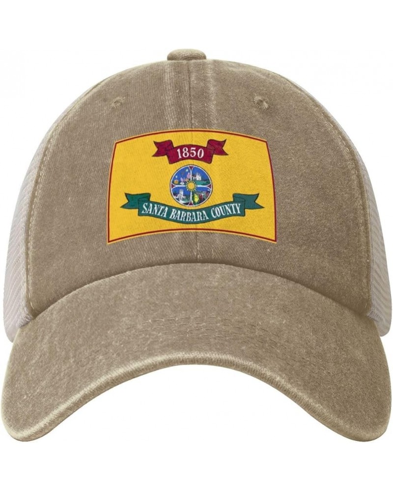 Flag of Santa Barbara County, California Baseball Cap for Women Mens Hats Retro Mesh Caps Dad Hat Natural $9.34 Baseball Caps