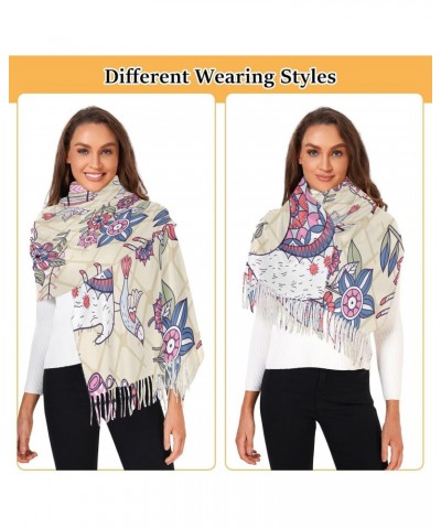 Women's Scarves Winter Scarf Cashmere Feel Pashmina Shawls Wraps Funny Llamas Floral Soft Warm Lightweight with Tassels Fall ...