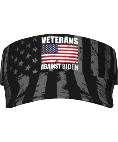 Veterans Against Biden Visor Cap Sports Empty Top Hats Adjustable Sun Tennis Caps for Men Women2 Black $15.28 Visors