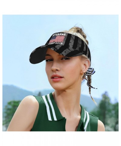 Veterans Against Biden Visor Cap Sports Empty Top Hats Adjustable Sun Tennis Caps for Men Women2 Black $15.28 Visors