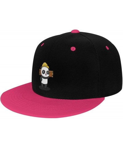 Cute Panda Work Snapback Hat for Men Women Baseball Cap Trucker Flat Bill Hats Dad Caps Pink $11.39 Baseball Caps