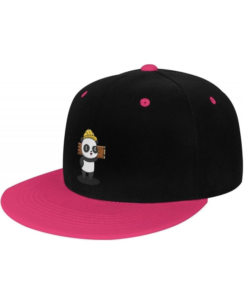 Cute Panda Work Snapback Hat for Men Women Baseball Cap Trucker Flat Bill Hats Dad Caps Pink $11.39 Baseball Caps