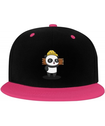 Cute Panda Work Snapback Hat for Men Women Baseball Cap Trucker Flat Bill Hats Dad Caps Pink $11.39 Baseball Caps