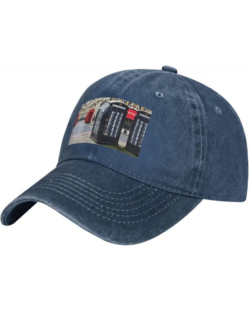 Telephone Booth Medium Profile Adjustable Snapback Hat,Baseball Cap Fitted Hat Snap Backpack Navy Blue $15.53 Baseball Caps