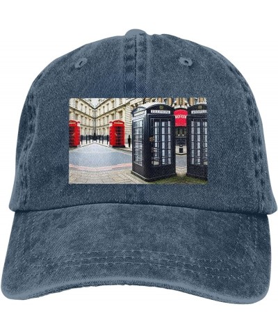 Telephone Booth Medium Profile Adjustable Snapback Hat,Baseball Cap Fitted Hat Snap Backpack Navy Blue $15.53 Baseball Caps