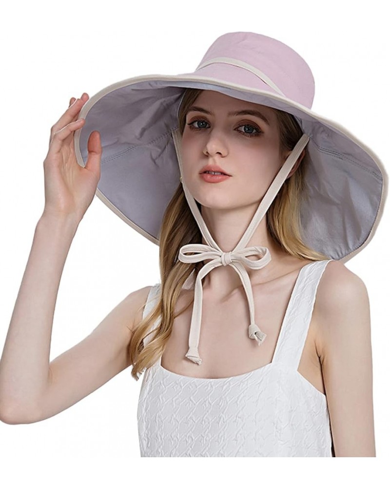 Women Outdoor Sunscreen Sun Hat All Tethered Double Sided Large Brimmed Sun Hat Designer Capes for Women A-pink $11.38 Sun Hats