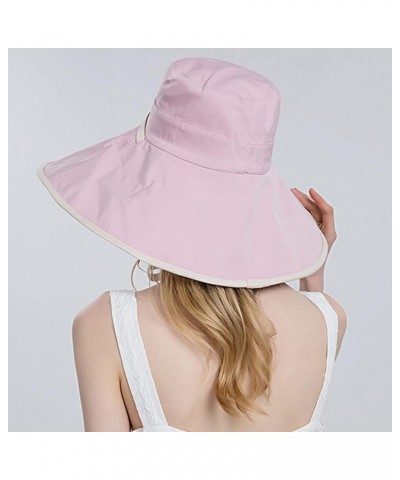 Women Outdoor Sunscreen Sun Hat All Tethered Double Sided Large Brimmed Sun Hat Designer Capes for Women A-pink $11.38 Sun Hats