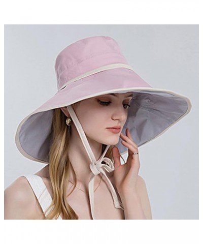 Women Outdoor Sunscreen Sun Hat All Tethered Double Sided Large Brimmed Sun Hat Designer Capes for Women A-pink $11.38 Sun Hats