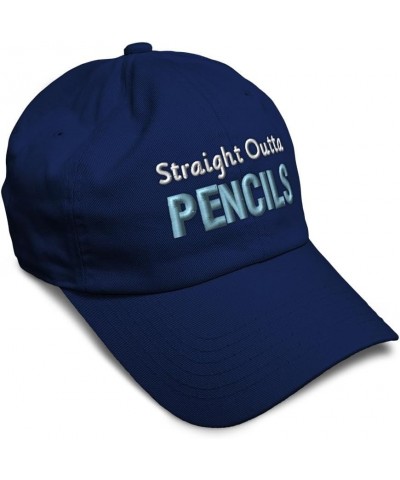 Soft Baseball Cap Straight Outta Pencils Cotton Dad Hats for Men & Women Navy $15.67 Baseball Caps