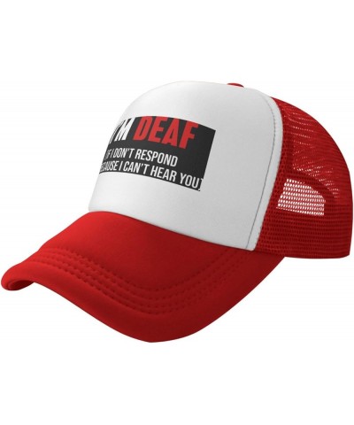 I Am Deaf If I Dont Respond Its Because I Cant Hear You Trucker Hat Women Mesh Baseball Cap Sun Hat Men Dad Hat Black Red $10...