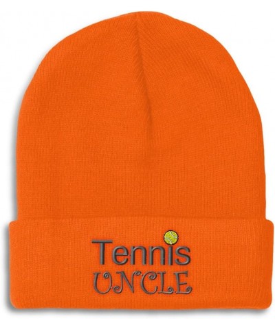 Beanies for Men Tennis Uncle Embroidery Humor Tennis Lover Winter Hats for Women Acrylic Skull Cap 1 Size Orange Design Only ...