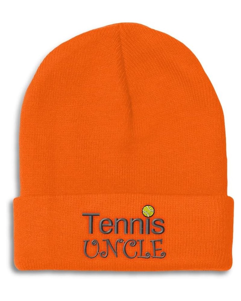 Beanies for Men Tennis Uncle Embroidery Humor Tennis Lover Winter Hats for Women Acrylic Skull Cap 1 Size Orange Design Only ...