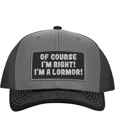 of Course I'm Right! I'm A Lormor! - Leather Black Patch Engraved Trucker Hat Grey/steel $18.47 Baseball Caps