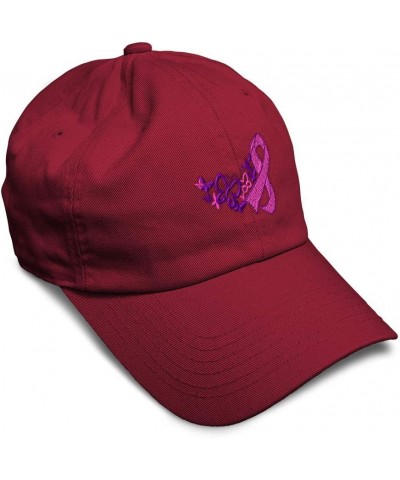 Soft Baseball Cap Cancer Pink Ribbon Butterfly Embroidery Love Cotton Embroidered Dad Hats for Men & Women Burgundy Design On...