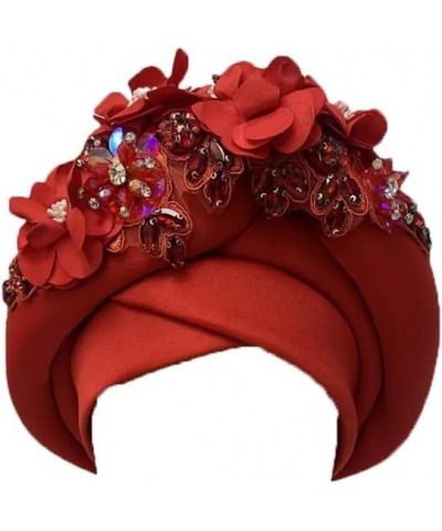 African Gele Headtie With Flowers Nigerian Wedding Muslim Turban Cap Arab Head Wraps For Women Ap 1 $10.39 Headbands