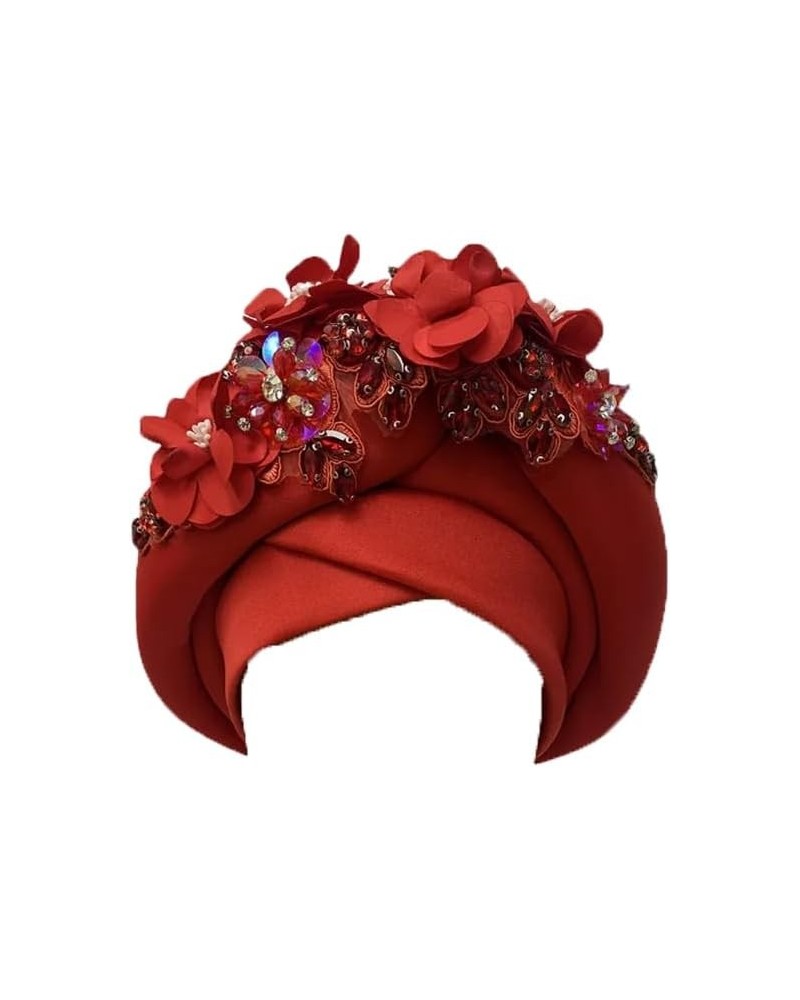 African Gele Headtie With Flowers Nigerian Wedding Muslim Turban Cap Arab Head Wraps For Women Ap 1 $10.39 Headbands