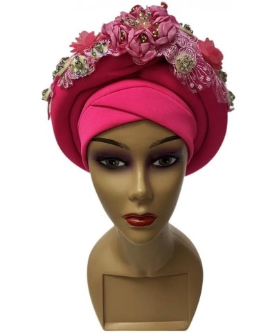 African Gele Headtie With Flowers Nigerian Wedding Muslim Turban Cap Arab Head Wraps For Women Ap 1 $10.39 Headbands