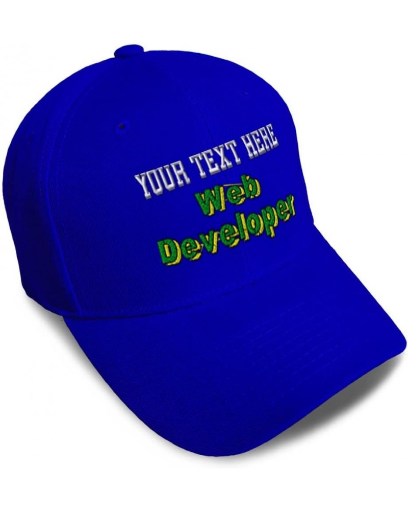 Custom Baseball Cap Web Developer Development Acrylic Programmer Dad Hats for Men and Women Royal Blue Personalized Text Here...