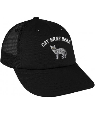 Custom Snapback Baseball Cap Shorthair Tabby Cat Embroidery Cat Name Cotton Black $13.80 Baseball Caps