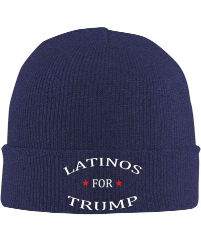 Latinos for Trump Beanie Hat for Men Women Winter Hat Cuffed Knit Skull Cap Warm Ski Hats Navy Blue $10.88 Skullies & Beanies