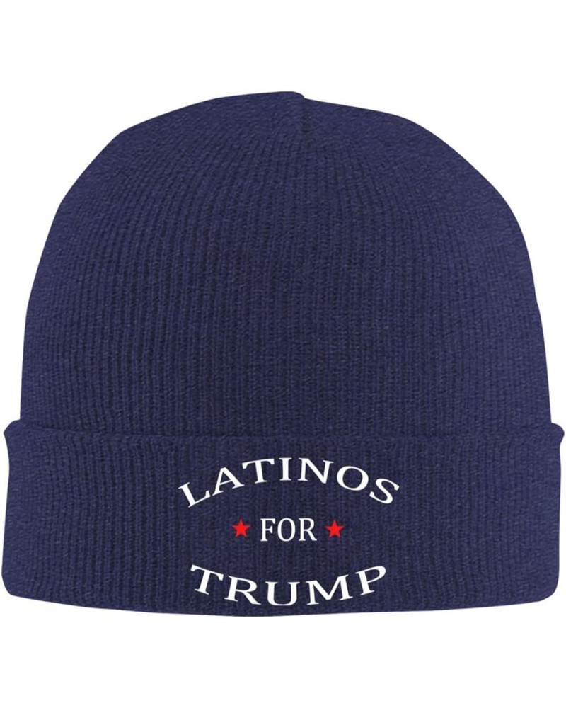 Latinos for Trump Beanie Hat for Men Women Winter Hat Cuffed Knit Skull Cap Warm Ski Hats Navy Blue $10.88 Skullies & Beanies