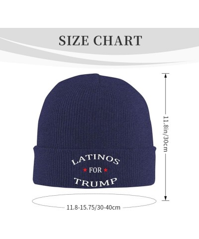 Latinos for Trump Beanie Hat for Men Women Winter Hat Cuffed Knit Skull Cap Warm Ski Hats Navy Blue $10.88 Skullies & Beanies