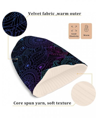 Mexican Talavera Ceramic Tile Adults Kids Women Men Warm Fleece Lined Hat Knit Beanie Hat Soft Stretchy Knit Beanie Mandala B...