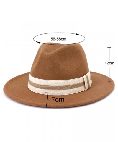 Panama Hat Simple Unisex Striped Webbing Fedora Hat Women Wide Brim Adjustable Jazz Top Hat Autumn Winter Church Hat Green $1...